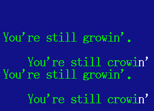 You re still growin .

You re still crowin
You re stlll grow1n .

You re still crowin