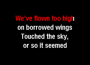 We've flown too high
on borrowed wings

Touched the sky,
or so it seemed