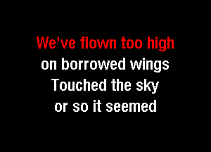 We've flown too high
on borrowed wings

Touched the sky
or so it seemed