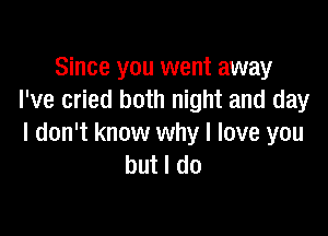 Since you went away
I've cried both night and day

I don't know why I love you
but I do