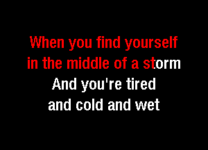 When you find yourself
in the middle of a storm

And you're tired
and cold and wet