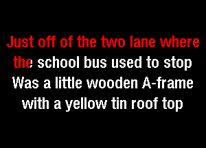 Just off of the two lane where
the school bus used to stop
Was a little wooden A-frame

with a yellow tin roof top