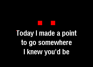 EIEI

Today I made a point
to go somewhere
I knew you'd be