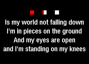 EIEIEI

Is my world not falling down
I'm in pieces on the ground
And my eyes are open
and I'm standing on my knees