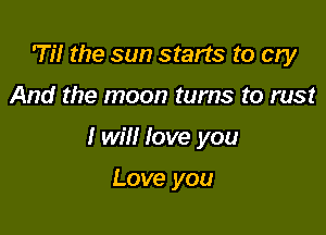 'Til the sun starts to cry

And the moon turns to rust

I will love you

Love you