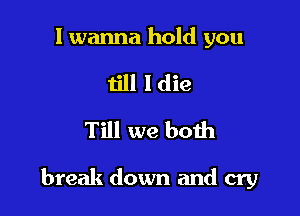 I wanna hold you
till ldie
Till we both

break down and cry