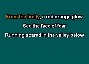 From the firefly, a red orange glow

See the face offear

Running scared in the valley below