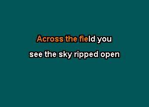 Across the field you

see the sky ripped open