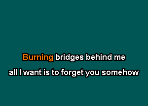 Burning bridges behind me

all I want is to forget you somehow