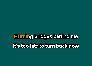 Burning bridges behind me

it's too late to turn back now