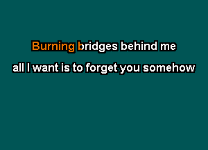 Burning bridges behind me

all I want is to forget you somehow