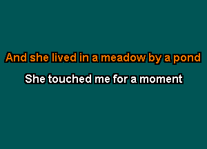 And she lived in a meadow by a pond

She touched me for a moment