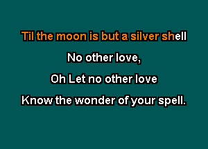Til the moon is but a silver shell
No other love,

0h Let no other love

Know the wonder ofyour spell.