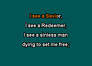 I see a Savior,
I see a Redeemer,

Isee a sinless man

dying to set me freq