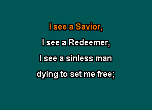I see a Savior,
I see a Redeemer,

Isee a sinless man

dying to set me freq