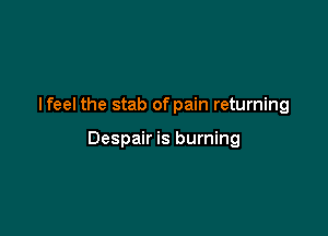 I feel the stab of pain returning

Despair is burning