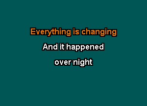 Everything is changing

And it happened

over night