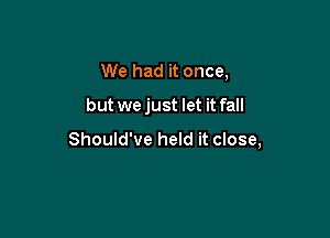 We had it once,

but we just let it fall

Should've held it close,