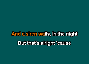 And a siren wails, in the night

But that's alright 'cause