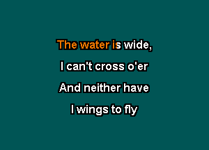 The water is wide,
I can't cross o'er

And neither have

lwings to f1y