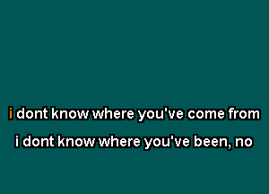 i dont know where you've come from

i dont know where you've been, no