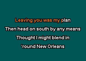Leaving you was my plan

Then head on south by any means

Thought I might blend in

Wound New Orleans