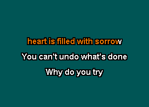 heart is filled with sorrow

You can't undo what's done

Why do you try