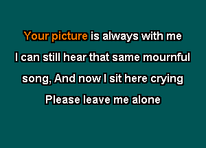 Your picture is always with me
I can still hear that same mournful
song, And now I sit here crying

Please leave me alone