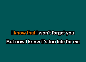 lknow that I won't forget you

But now I know it's too late for me