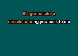 It's gonna take a

miracle to bring you back to me