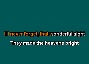 I'll never forget, that wonderful sight

They made the heavens bright