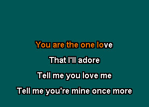 You are the one love
That I'll adore

Tell me you love me

Tell me you're mine once more