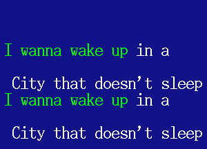 I wanna wake up in a

City that doesntt sleep
I wanna wake up in a

City that doesntt sleep