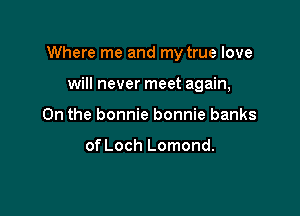 Where me and my true love

will never meet again,
On the bonnie bonnie banks

of Loch Lomond.