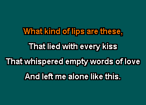 What kind of lips are these,
That lied with every kiss

That whispered empty words of love

And left me alone like this.