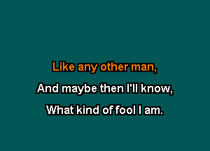 Like any other man,

And maybe then I'll know,
What kind of fool I am.