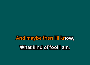 And maybe then I'll know,
What kind of fool I am.