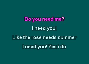 Do you need me?
I need you!

Like the rose needs summer

lneed you! Yes i do