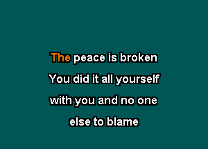 The peace is broken

You did it all yourself

with you and no one

else to blame