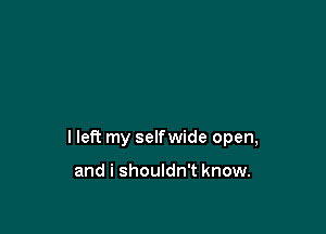 I left my selfwide open,

and i shouldn't know.