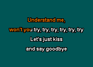 Understand me,

won't you try try, try, try, try, try

Let's just kiss

and say goodbye