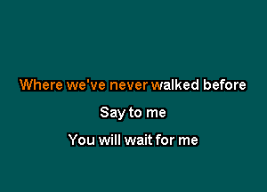 Where we've never walked before

Say to me

You will wait for me