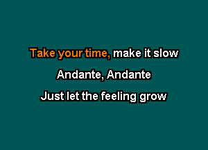 Take your time, make it slow

Andante, Andante

Just let the feeling grow