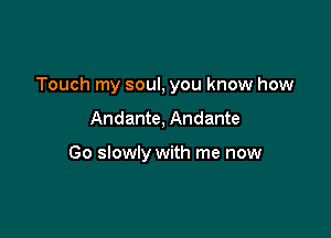 Touch my soul, you know how

Andante, Andante

Go slowly with me now