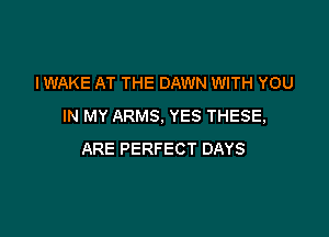 IWAKE AT THE DAWN WITH YOU
IN MY ARMS, YES THESE,

ARE PERFECT DAYS