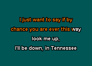 Ijust want to say if by

chance you are ever this way

look me up,

I'll be down, in Tennessee