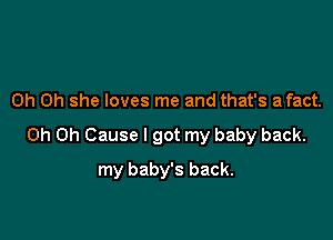 Oh on she loves me and that's afact.

Oh Oh Cause I got my baby back.

my baby's back.