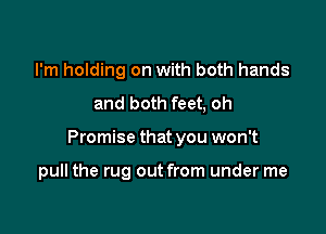 I'm holding on with both hands
and both feet, oh

Promise that you won't

pull the rug out from under me