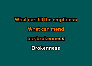 What can fill the emptiness

What can mend
our brokenness

Brokenness