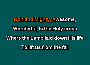 Ooh and Mighty, Awesome,
Wonderful, Is the Holy cross

Where the Lamb laid down His life

To lift us from the fall